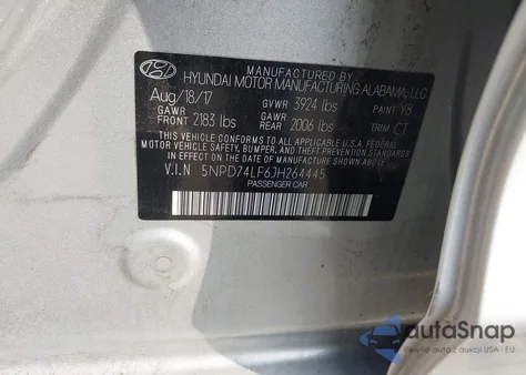 2018 Hyundai Elantra Se from USA, damaged, VIN 5NPD74LF6JH264445